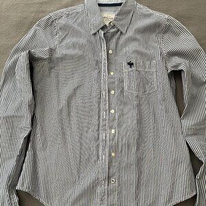 Y2K Vintage Abercrombie & Fitch Women Button Down shirt Stripes Blue White Small